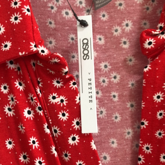 ASOS Dress Red and White ,Drop waist,above ankle. - Picture 4 of 4